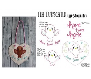 ITH Türschild & Stickdatei Vogel - Home Tweet Home